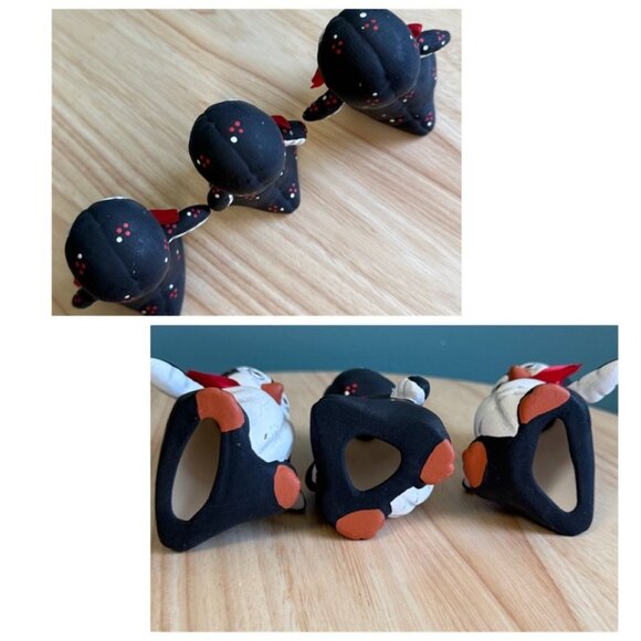 3 Vintage Handmade Penguin Figurines Christmas With Red Bow Ties - Picture 10 of 10